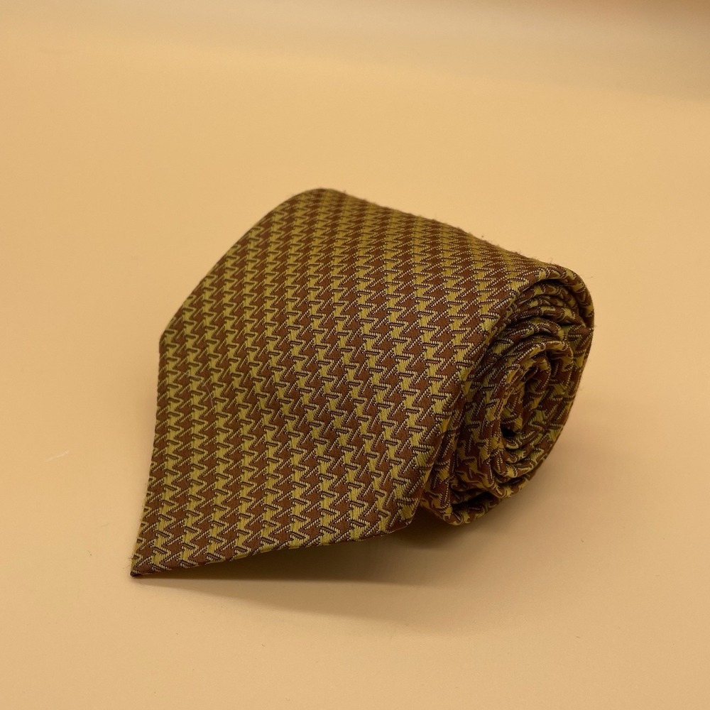 Retro 1960's Abstract Funky Neck Tie Aristo-Craft Yellow/ Brown Polyester